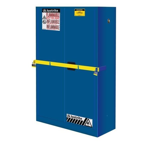 Justrite Justrite 45 Gallon 2 Door, Manual, High Security Acid Corrosive Cabinet, 43"W x 18"D x 65"H, Blue 29884B